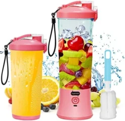20 Oz Portable Blender USB Rechargeable, Supkitdin Waterproof Personal Blender For Shakes And Smoothies, With 6 Ultra-sharp Blades For Travel, Office & Sports (Red Pink) -Kitchen Island Sale 51lF0ArkudL. AC