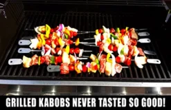 Skewers Set - 10 Stainless Steel Wide BBQ Kebob Sticks For BBQ Grill - Flat Metal With Food Remover Disc - BBQ Accessories, 12 Inch -Kitchen Island Sale 51lanik5QwL