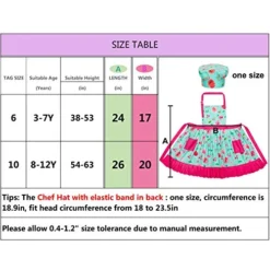 MHJY Kids Apron Hat Set For Girls Vintage Pleated Skirt Aprons With Adjustable Strap Pockets For Baking Cooking,Aqua Green Floral,Large (8-12 Years) -Kitchen Island Sale 51lfDaFPy3L