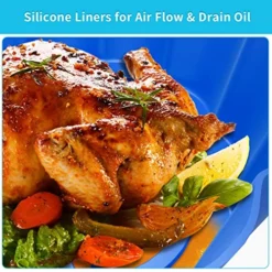 2 Pack Air Fryer Silicone Liners, Silicone Air Fryer Liners, Replacement Of Flammable Parchment Paper, Air Fryer Liners Silicone For 3QT - 5QT (Blue-Grey) -Kitchen Island Sale 51lk3lX4mUL