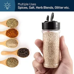 OyalHouse 12 Pack 5.5 Oz Plastic Spice Jars With Black Cap, Clear And Safe Plastic Bottle Containers With Shaker Lids For Storing Spice, Herbs And Seasoning Powders, BPA Free, Made In USA -Kitchen Island Sale 51lnPV6EI2L