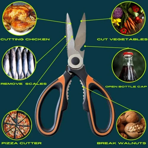 GENERIC Kitchen Shears - Includes Bonus Seafood Scissors, Kitchen Scissors Set Stainless Steel Utility Scissors Multipurpose Barbecue And Poultry Scissors For Cutting Fish, Vegetables, Herbs, 2-Pack 2 GENERIC Kitchen Shears - Includes Bonus Seafood Scissors, Kitchen Scissors Set Stainless Steel Utility Scissors Multipurpose Barbecue And Poultry Scissors For Cutting Fish, Vegetables, Herbs, 2-Pack - Image 2