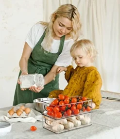 Set Of 6 Clear Fridge Organizers With Handle, The Home Edit And Snack Storage Containers For Kitchen Cabinet, Bathroom, Countertops, Shelves - 3 Large & 3 Medium