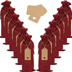 Burlap Wine Bags With Drawstrings, Wine Gift Bags - Reusable Bottle Bags Perfect For Travel, Wedding, Birthday, Housewarming And Dinner Party(Red) -Kitchen Island Sale 51mF2u7CtL. AC