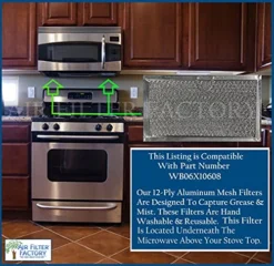 2-Pack Air Filter Factory Replacement For GE WB06X10608 Microwave Oven 12-Layer Aluminum Grease Filter 5 X 7-5/8 X 3/32 Inches -Kitchen Island Sale 51mgAW74PZL