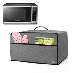 Uxja Dust Cover For Microwave Oven (Fits For Most 0.7 Cu.Ft Microwaves), Microwave Oven Cloth Cover With Front Pocket, Gray