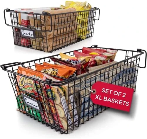 XXL Wire Baskets For Storage Pantry Baskets, Set Of 2 Wire Storage Baskets, Wire Baskets For Organizing, Large Wire Basket, Kitchen Organization Baskets, Metal Basket For Storage - XXL - Bronze 7 XXL Wire Baskets For Storage Pantry Baskets, Set Of 2 Wire Storage Baskets, Wire Baskets For Organizing, Large Wire Basket, Kitchen Organization Baskets, Metal Basket For Storage - XXL - Bronze - Image 7