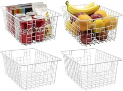 Metal Wire Storage Baskets, Kitchen Pantry Organizer, Chest Freezer Organizer Bin, Storage Bins For Home, Bathroom, Laundry Room, Closet Organization, Iron Metal (2-Pack, Silver) -Kitchen Island Sale 51mlTSaIn6S. AC