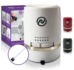 Adjustable Angle Manual Kitchen Knife Sharpener With Suction Base - These Sharpeners Prep, Repair, Sharpen, & Polish Most Knives In One Easy Step - Mini Brush For Quick & Easy Clean Up - White