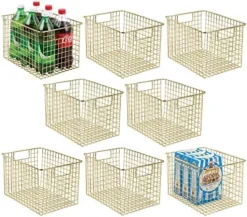 MDesign Metal Wire Food Storage Basket Organizer With Handles For Organizing Kitchen Cabinets, Pantry Shelf, Bathroom, Laundry Room, Closets, Garage - Concerto Collection - 8 Pack - Soft Brass -Kitchen Island Sale 51n B9Rx9OL. AC