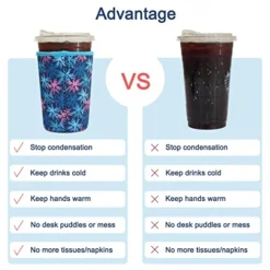 3 Pack Iced Coffee Sleeve - TKZWGA Reusable Neoprene Cup Sleeve For Cold Beverages, Insulator Cup Holder For Starbucks, Dunkin, More(Purple Leopard) -Kitchen Island Sale 51n5f4a0AZL