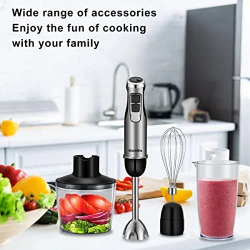 Mix Stainless Steel Hand Blender, 800 Watt Immersion Blender Set, 6 Speeds, 500ml Measuring Cup And 600ml Jug, Whisk 3 Mix Stainless Steel Hand Blender, 800 Watt Immersion Blender Set, 6 Speeds, 500ml Measuring Cup And 600ml Jug, Whisk - Image 3