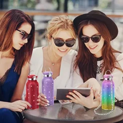 12 PCS Diamond Water Bottle Bulk Stainless Steel Insulated Water Bottle With Chain Bling Rhinestone Refillable Thermal Bottle Glitter Diamond Cup For Women Girls Gifts, 12 Colors (17 Oz) -Kitchen Island Sale 51nCCaR8RqL