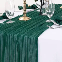 Champagne Cheesecloth Table Runner 35" X 120" Boho Gauze Table Runner 10FT Wrinkled Sheer Table Cloth For Wedding Bridal Baby Shower Party Backdrops Decor-6pcs -Kitchen Island Sale 51nDPBRmDtL. AC
