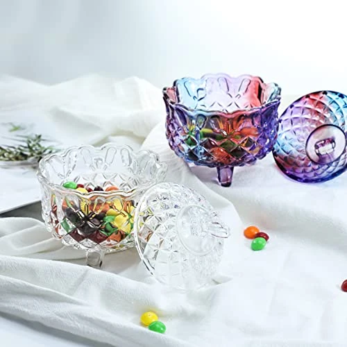 Royal Embossed Crystal Glass Candy Box With Lid Footed Jewelry Box Candy Jar Bowl Wedding Candy Buffet Jars Kitchen Storage Jar, 10 Oz 6 Royal Embossed Crystal Glass Candy Box With Lid Footed Jewelry Box Candy Jar Bowl Wedding Candy Buffet Jars Kitchen Storage Jar, 10 Oz - Image 6