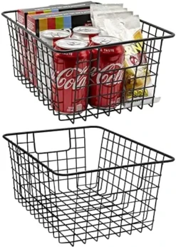 Metal Wire Storage Baskets, Kitchen Pantry Organizer, Chest Freezer Organizer Bin, Storage Bins For Home, Bathroom, Laundry Room, Closet Organization, Iron Metal (2-Pack, Silver) -Kitchen Island Sale 51nOVHAuuQS. AC