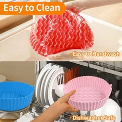 3-Pack Air Fryer Silicone Pot, 7.5 Inch AirFryer Basket, Reusable Air Fryer Liner, Food Grade Accessories, Replacement Of Parchment Liners, No Need To Clean The Fryer(For 3 To 5QT) -Kitchen Island Sale 51nYgWJU34L