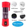 Portable Blender, Mini Blender Electric Juicer Cup 380ML Personal Smoothie Maker USB Rechargeable Fruit Juice Extractor And Mixer With 6PCS Blades For Home Office Outdoor (Red)