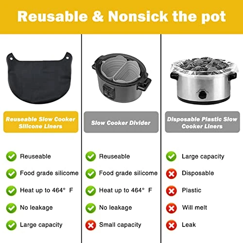 Ilicone Slow Cooker Liners, Reusable Cooking Liner Fit Crock-Pot 6-8 Quarts Slow Cooker, Leakproof Dishwasher Safe Cooker Bags Liners For Oval Or Round 6 7 8QT CrockPot. 2 Ilicone Slow Cooker Liners, Reusable Cooking Liner Fit Crock-Pot 6-8 Quarts Slow Cooker, Leakproof Dishwasher Safe Cooker Bags Liners For Oval Or Round 6 7 8QT CrockPot. - Image 2