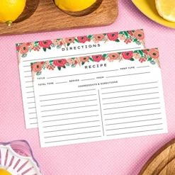 4x6 Recipe Cards. Set Of 50x Floral, Blank Recipe Cards 4x6 Inches Double Sided. Large Recipe Index Card Fits Standard 4x6 Recipe Box. -Kitchen Island Sale 51oBkHgAZIL
