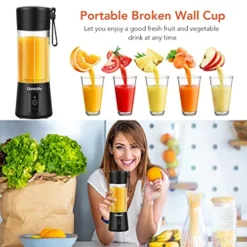 Portable Blender,Travel Blender,Mini Blender,Personal Mixer Fruit Rechargeable With USB,380ml,Fruit Juice For Great Mixing(Black)