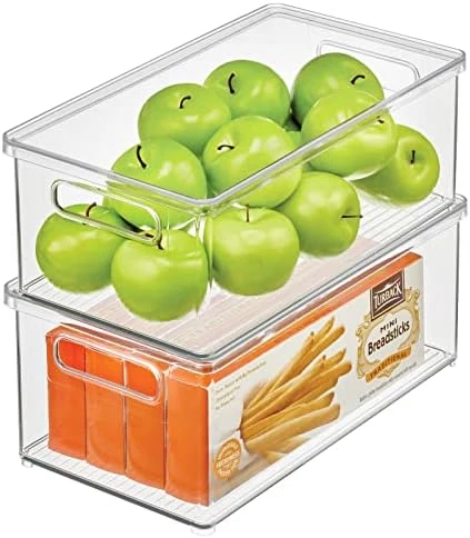 MDesign Plastic Pantry Storage Box Container With Lid And Built-In Handles - Organization For Flour, Cereal, Pasta, Rice, Or Food In Kitchen Cupboard, Ligne Collection, 2 Pack, Clear/Smoke Gray 9 MDesign Plastic Pantry Storage Box Container With Lid And Built-In Handles - Organization For Flour, Cereal, Pasta, Rice, Or Food In Kitchen Cupboard, Ligne Collection, 2 Pack, Clear/Smoke Gray - Image 9