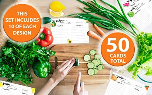 Fruit Recipe Cards 4x6 Double Sided (50) Lemon, Orange, Lime, Avocado, Watermelon Variety Pack, Cute Notecards For Organized Kitchen Storage - Thick, Matte, Non-Smudge Paper, Wedding, Shower 3 Fruit Recipe Cards 4x6 Double Sided (50) Lemon, Orange, Lime, Avocado, Watermelon Variety Pack, Cute Notecards For Organized Kitchen Storage - Thick, Matte, Non-Smudge Paper, Wedding, Shower - Image 3