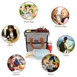 Lunch Bag Insulated Lunch Bags For Women Men And Kids Reusable & Wide-Open Lunch Tote Bag Portable Insulated Bag For Office, School And Picnic, (White Stripe) -Kitchen Island Sale 51oiMzUiDSL