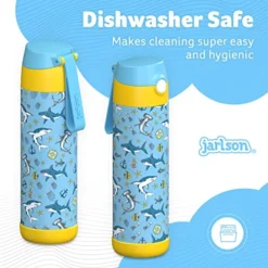 ARLSON Kids Water Bottle With Straw - CHARLI - Insulated Stainless Steel Water Bottle - Thermos - Girls/boys (Shark 'Mosaic', 18 Oz) -Kitchen Island Sale 51om2We00CL