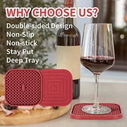 Silicone Coasters [6 Pack] ME.FAN Coasters For Drinks,Drink Coasters With Holder - Cup Mat - Non-Slip, Non-Stick, Stay Put, Deep Tray - Prevents Furniture And Tabletop Damages Square Nave Blue -Kitchen Island Sale 51oo45fcxZL
