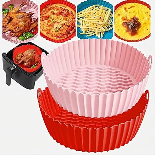G3 Kitchenware 2-Pack Air Fryer Silicone Liners | Non-Stick Reusable Silicone Air Fryer Liners| Air Fryer Silicone Pot Baking Tray Basket| 8.5 Inch, 5QT – 8QT (Pink&Red) 9 G3 Kitchenware 2-Pack Air Fryer Silicone Liners | Non-Stick Reusable Silicone Air Fryer Liners| Air Fryer Silicone Pot Baking Tray Basket| 8.5 Inch, 5QT – 8QT (Pink&Red) - Image 9