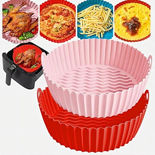 G3 Kitchenware 2-Pack Air Fryer Silicone Liners | Non-Stick Reusable Silicone Air Fryer Liners| Air Fryer Silicone Pot Baking Tray Basket| 8.5 Inch, 5QT – 8QT (Pink&Red) 1 G3 Kitchenware 2-Pack Air Fryer Silicone Liners | Non-Stick Reusable Silicone Air Fryer Liners| Air Fryer Silicone Pot Baking Tray Basket| 8.5 Inch, 5QT – 8QT (Pink&Red)