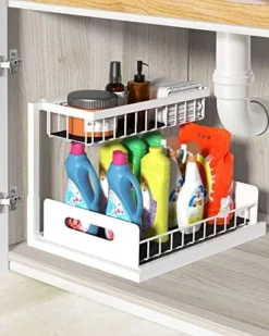 Under Sink Organizer,Metal Pull Out Kitchen Cabinet Organizer With Sliding Drawer,Sturdy Multi-Functional For Bathroom Organization,Black -Kitchen Island Sale 51oyEiUlNGL. AC
