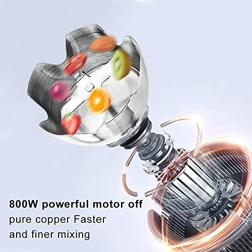 Mix Stainless Steel Hand Blender, 800 Watt Immersion Blender Set, 6 Speeds, 500ml Measuring Cup And 600ml Jug, Whisk 4 Mix Stainless Steel Hand Blender, 800 Watt Immersion Blender Set, 6 Speeds, 500ml Measuring Cup And 600ml Jug, Whisk - Image 4