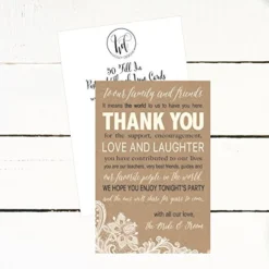 50 Wedding Kraft Thank You Place Cards, Rehearsal Dinner Thank You Table Sign, Menu Place Setting Card Notes, Placement Thank You Note Favors For Family & Guests -Kitchen Island Sale 51p95ykUDvL