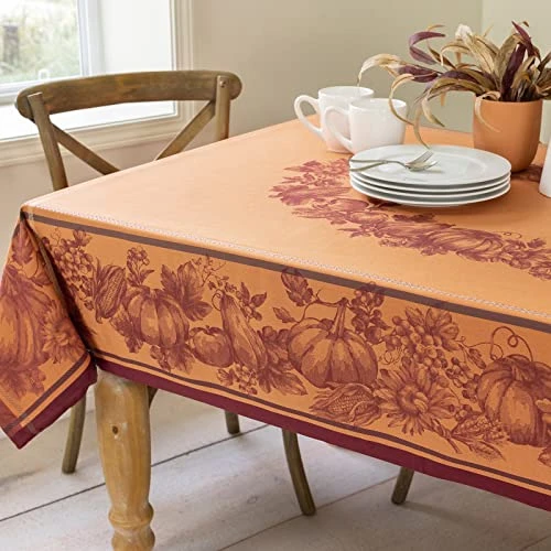 Harvest Engineered Jacquard Heavyweight Fabric Table Cloth, Fall, Harvest And Thanksgiving Tablecloth (Harvest Royalty, 60" X 120" Rectangular) 3 Harvest Engineered Jacquard Heavyweight Fabric Table Cloth, Fall, Harvest And Thanksgiving Tablecloth (Harvest Royalty, 60" X 120" Rectangular) - Image 3