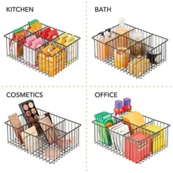 MDesign Farmhouse Decor Metal Wire Food Organizer Storage Bin Baskets For Kitchen Cabinets, Pantry, Bathroom, Laundry Room, Closets, Garage, 6 Sections - Bronze -Kitchen Island Sale 51pC8TTjPZL