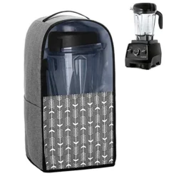 Yarwo Visible Blender Dust Cover With Pockets And Top Handle, Compatible With Vitamix Blender Classic G-Series, Ascent Series, Gray With Arrow (COVER ONLY)