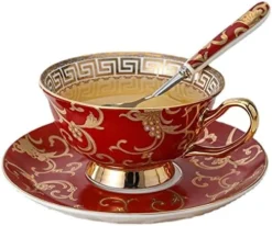 Euro Style Bone China Cup& Saucer Set, Ceramic Tea Coffee Cup For Home Kitchen Wedding (Retro Flower Pattern- Dark Blue) -Kitchen Island Sale 51pZ3cM8b3L. AC