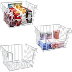 Farmhouse Scoop Storage Bin Wire Baskets With Handles, Stackable Basket Set Organizers For Home-Kitchen Pantry-Bathroom, Laundry, Closet Organization, Iron Metal (4-Pack, Black) -Kitchen Island Sale 51pbmNLi0OL. AC