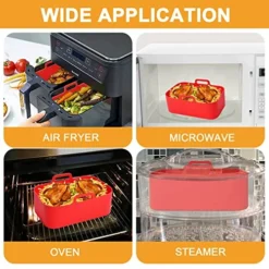 2PCS Air Fryer Silicone Pot Air Fryer Silicone Liners - Silicone Air Fryer Reusable Liners For 8 QT Ninja Foodi DZ201 DZ401, Food Safe Reusable Air Fryer Silicone Basket, Easy Cleaning Air Fryer Pan W/Oil Brush BBQ Clip Silicone Oven Mitts (Red) 9 2PCS Air Fryer Silicone Pot Air Fryer Silicone Liners - Silicone Air Fryer Reusable Liners For 8 QT Ninja Foodi DZ201 DZ401, Food Safe Reusable Air Fryer Silicone Basket, Easy Cleaning Air Fryer Pan W/Oil Brush BBQ Clip Silicone Oven Mitts (Red) -Kitchen Island Sale 51pe9SqFTLL