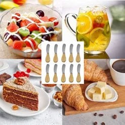 Cheese Butter Spreaders With Wooden Handle, 10 Pack 4.9 Inch Stainless Steel Cocktail Knives Spreaders For Condiments,Cheese,Butter,Deli Plate Accessories,Snack Time,Party -Kitchen Island Sale 51peEQ6FLjL