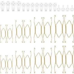16 Pack Plate Hangers, 6/ 8/ 10/ 12 Inch Wall Plate Hangers With 16 Pieces Wall Hooks Stainless Steel Wire Plate Hanger Holders Compatible With 6 To 12 Inch Decorative Plates