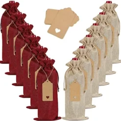 Burlap Wine Bags With Drawstrings, Wine Gift Bags - Reusable Bottle Bags Perfect For Travel, Wedding, Birthday, Housewarming And Dinner Party(Red) -Kitchen Island Sale 51ph wNcNvL. AC