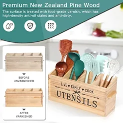 Utensil Holder, Extra Large Kitchen Utensil Holder For Countertop, Wood Utensil Holder With Handle, Kitchen Utensil Organizer Cooking Tools Storage (Utensil Not Included) -Kitchen Island Sale 51pkMvGoBLL