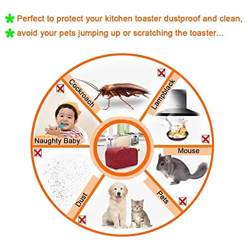 4 Slice Toaster Cover, Kitchen Small Appliance Cover Fingerprint And Greasy Protection, Machine Washable Polyester Toaster Dustproof Cover (Red) 5 4 Slice Toaster Cover, Kitchen Small Appliance Cover Fingerprint And Greasy Protection, Machine Washable Polyester Toaster Dustproof Cover (Red) - Image 5