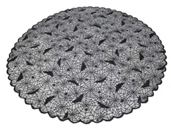 Black Lace Tablecloth Round Overlay With Spider Web And Mat For Halloween Party,Easter,Fireplace And Mantle Cover Decoration (Round 70", Black)