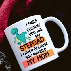 Fathers Day Mugs For Stepdad - Personalized Name I Smile Because Youre My Step Dad, Stepdad Mug From Stepdaughter On Birthday, Christmas Coffee Mug (11oz, White) -Kitchen Island Sale 51py0wFxqQL