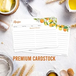 4x6 Recipe Cards Double Sided, 60 Pcs. Recipe Sheets, Kitchen Decor, Premium & Durable Kitchen Supplies, Easy To Write On Recipe Card, Fits 4x6 Card Dividers, Stylish Recipe Organizer (Orange & Lemon) -Kitchen Island Sale 51q3ZhIoJIL