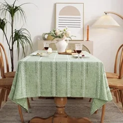 60 X 120 Inches Farmhouse Style Linen Tablecloths, Wrinkle Resistant Washable Dining Room Table Cloths For 8 Foot Rectangle Tables - Light Coffee -Kitchen Island Sale 51q4MWfVpHL. AC 1